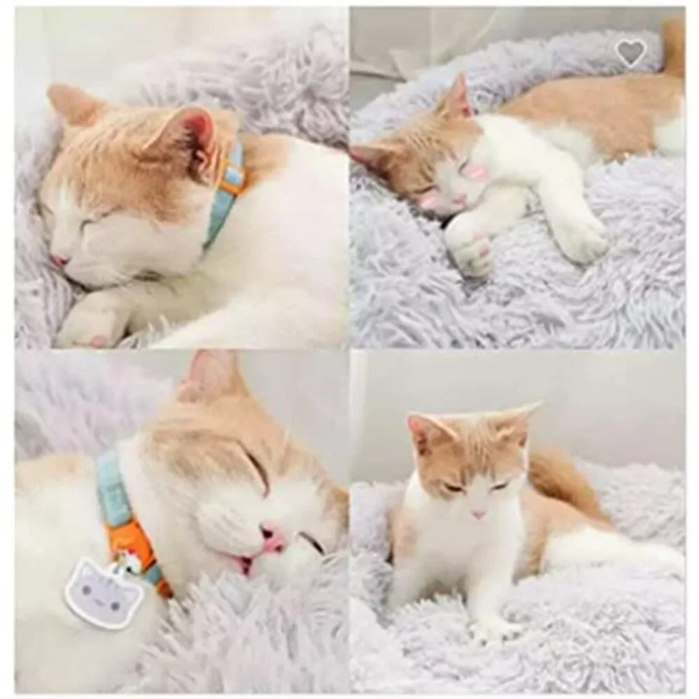 Round Cat Bed Washable Plush Donut Pet Bed Small Dog Puppy Anti Slip